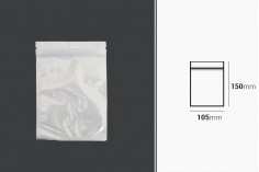 Σακουλάκια πλαστικά 105x150 mm με κλείσιμο zip, λευκή πίσω όψη και διάφανο μπροστά - 100 τμχ