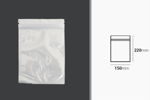 Plastiktüten 150x220 mm mit Reißverschluss, weißer Rückseite und transparenter Vorderseite - 100 Stück-εικόνα_διαστάσεις