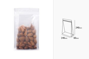 Sachets transparents de type Doypack avec fermeture zip et possibilité de fermeture par thermoscellage 140 x 60 x 240 mm - 50 pcs-εικόνα_διαστάσεις