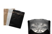 Σακουλάκια αλουμινίου τύπου Doy Pack με βαλβίδα, εξωτερική χάρτινη επένδυση κραφτ, κλείσιμο με θερμοκόλληση, άνοιγμα με �