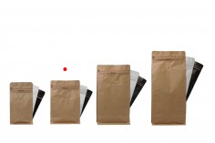 Σακουλάκια αλουμινίου τύπου Doy Pack με βαλβίδα, εξωτερική χάρτινη επένδυση κραφτ, κλείσιμο με θερμοκόλληση, άνοιγμα με ταινία ασφαλείας και χρήση του zipper, ιδανικά για σκόνη καφέ 125x65x195 mm - 25 τμχ