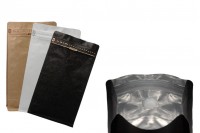 Aluminiumbeutel vom Typ Doy Pack mit Ventil, Außenfutter aus Kraftpapier, Verschluss mit Heißsiegelung, Öffnung mit Sicherheitsband und Verwendung eines Reißverschlusses, ideal für Kaffeepulver 135x80x255 mm - 25 Stk