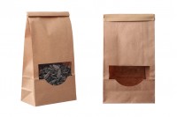 Tin-tie kraft paper bags in size 120x60x245 mm with window 