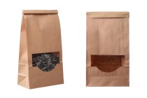 Sacs en papier kraft 120 x 60 x 245 mm avec fenêtre et fil de fer pour la fermeture Sacs en papier kraft 120 x 60 x 245 mm avec fenêtre et fil de fer pour la fermeture