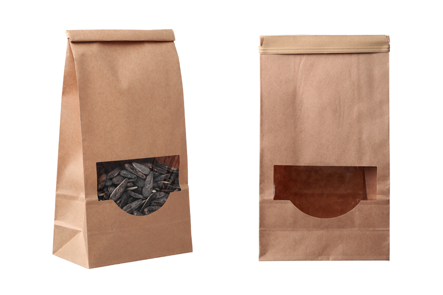 Sacs en papier kraft 120 x 60 x 245 mm avec fenêtre et fil de fer pour la fermeture Sacs en papier kraft 120 x 60 x 245 mm avec fenêtre et fil de fer pour la fermeture