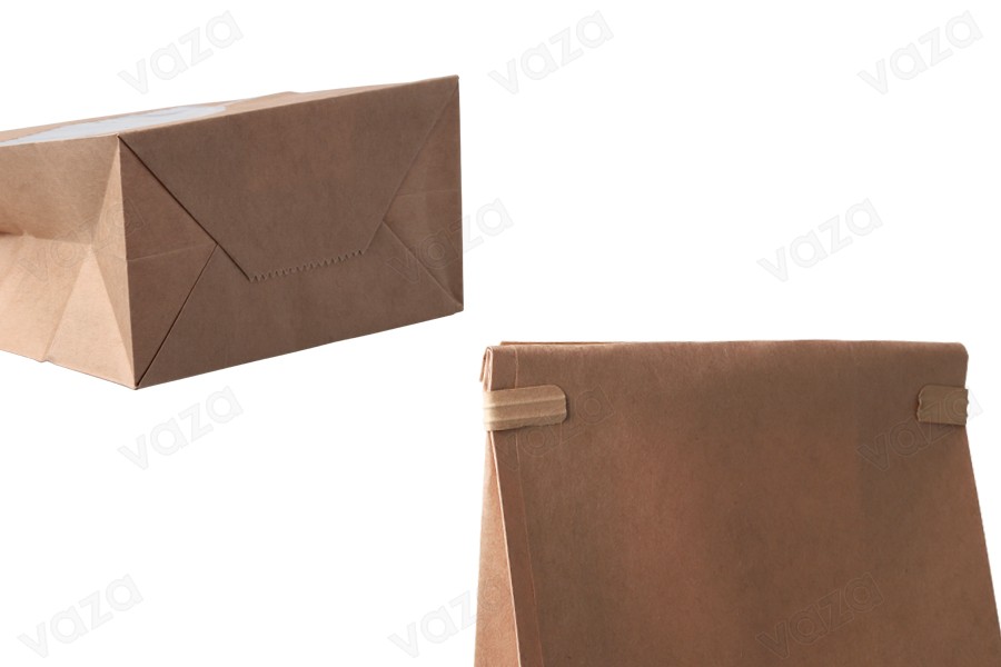 Sacs en papier kraft 120 x 60 x 245 mm avec fenêtre et fil de fer pour la fermeture-