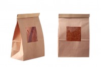 Kraft bags 150x70x225 mm with window and wire for closure (tin-tie)