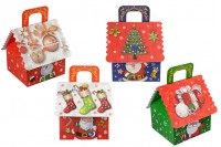 Christmas paper gift box Multi Colour with handle in size 160x145x190 mm  - 12 pcs