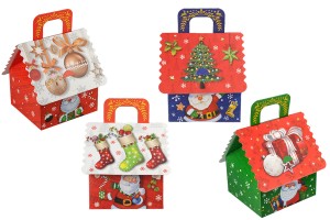 Christmas paper gift box Multi Colour with handle in size 160x145x190mm  - 12 pcs-produktbild