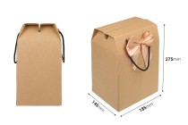 Gift box - bag 185x145x275mm eco-friendly kraft paper with bow and handle - 12 pcs Gift box - bag 185x145x275mm eco-friendly kraft paper with bow and handle - 12 pcs