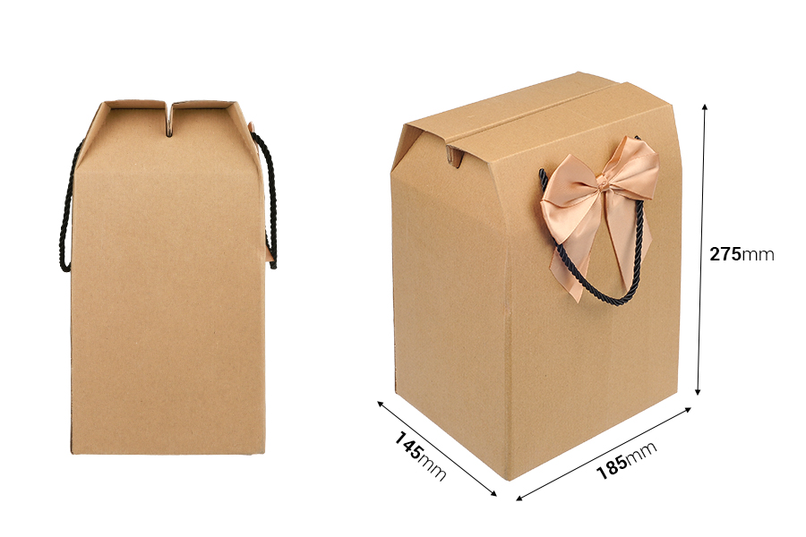 Gift box - bag 185x145x275mm eco-friendly kraft paper with bow and handle - 12 pcs Gift box - bag 185x145x275mm eco-friendly kraft paper with bow and handle - 12 pcs