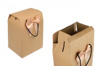 Gift box - bag 185x145x275 mm eco-friendly kraft paper with bow and handle - 12 pcs