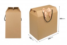 Κουτί - τσαντάκι δώρου 250x160x305 mm χάρτινο οικολογικό κραφτ με φιόγκο και χερούλι - 12 τμχ