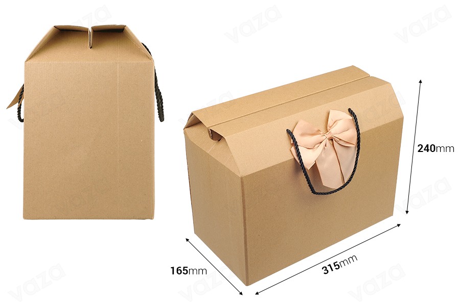 Gift box - bag 315x165x240 mm eco-friendly kraft paper with bow and handle - 12 pcs Gift box - bag 315x165x240 mm eco-friendly kraft paper with bow and handle - 12 pcs-photo_dimensions