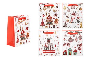 Sac cadeau de Noël 140 x 70 x 170 mm avec ruban pour poignée (couleur mélangée) - 12 pcs-1