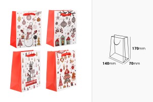 Sac cadeau de Noël 140 x 70 x 170 mm avec ruban pour poignée (couleur mélangée) - 12 pcs-2