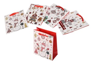 Sac cadeau de Noël 140 x 70 x 170 mm avec ruban pour poignée (couleur mélangée) - 12 pcs-3