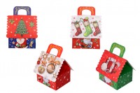 Christmas gift box Multi Colour with handle in size 120x100x135 mm - 12 pcs