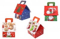 Boîte cadeau de Noël avec poignée 160 x 145 x 190 mm (couleurs mélangées) - 12 pcs