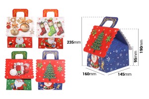 Boîte cadeau de Noël avec poignée 160 x 145 x 190 mm (couleurs mélangées) - 12 pcs-2