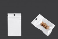 Heat sealable plastic zip lock pouch with a hang hole, white back side and transparent front size in size 60x100 mm - 100 pcs