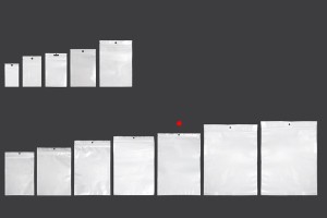 Sachets en plastique avec fermeture éclair 240 x 340 mm, dos blanc et face transparente, avec trou et thermosoudure - 100 pcs-εικόνα_σύνθεση