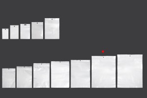 Sachets en plastique avec fermeture éclair 260 x 340 mm, dos blanc et face transparente, avec trou et thermosoudure - 100 pcs-εικόνα_σύνθεση