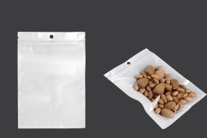 Sachets en plastique avec fermeture éclair 140 x 200 mm, dos blanc et face transparente, avec trou et possibilité de thermosoudure - 100 pcs-εικόνα_προϊοντική