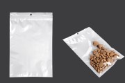 Heat sealable plastic zip lock pouch with a hang hole, white back side and transparent front size in size 200x300  mm - 100 pcs