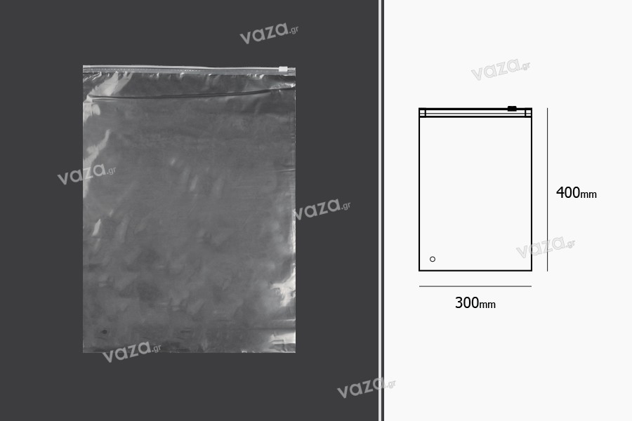 Sachets en plastique avec fermeture éclair 300 x 400 mm, transparents - 50 pcs