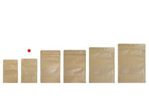 Standbodenbeutel aus Kraftpapier mit Sichtfenster und Druckverschluss, verschließbar 100x30x150mm - 100 Stücke-4
