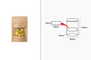 Kraftbeutel vom Typ Doy Pack, mit Reißverschlussund Fenster, Innen- und Außenfutter transparent und Möglichkeit zum Versiegeln mit Heißsiegelung 80x30x130 mm - 100 Stück-2