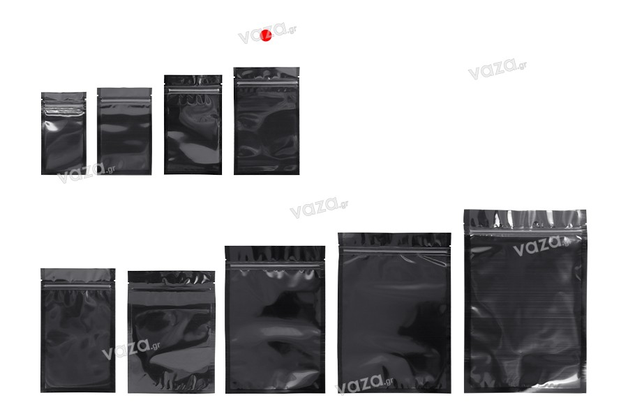 Heat sealable aluminum zip lock pouch with transparent front side in size 100x175  mm - 100 pcs