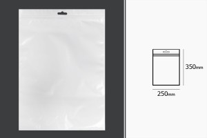 Sachets en plastique avec fermeture éclair 250 x 350 mm, dos blanc, face transparente et trou d'eurohole - 100 pcs-εικόνα_διαστάσεις