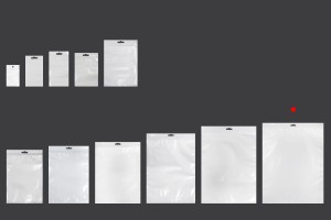 Sachets en plastique avec fermeture éclair 300 x 400 mm, dos blanc, face transparente et trou d'eurohole - 100 pcs-εικόνα_σύνθεση