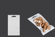 Sachets en plastique avec fermeture éclair 80 x 138 mm, dos blanc, face transparente et trou d'eurohole - 100 pcs