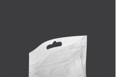 Σακουλάκια πλαστικά με κλείσιμο zip 90x160 mm, λευκή πίσω όψη, διάφανο μπροστά και τρύπα eurohole - 100 τμχ