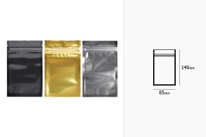 Heat sealable aluminum zip lock pouch with transparent front side in size 85x140  mm - 100 pcs-image_dimensions