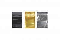 Heat sealable aluminum zip lock pouch with transparent front side in size 85x140  mm - 100 pcs
