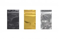 Heat sealable aluminum zip lock pouch with transparent front side in size 100x175  mm - 100 pcs