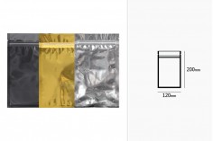 Σακουλάκια αλουμινίου με κλείσιμο "zip" 120x200 mm, διάφανη μπροστά πλευρά και δυνατότητα σφράγισης με θερμοκόλληση - 100 τμχ