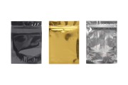 Heat sealable aluminum zip lock pouch with transparent front side in size 140x200 mm - 100 pcs