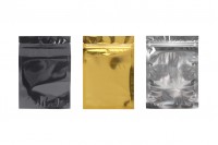 Heat sealable aluminum zip lock pouch with transparent front side in size 140x200 mm - 100 pcs