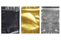 Heat sealable aluminum zip lock pouch with transparent front side in size 200x300 mm - 100 pcs