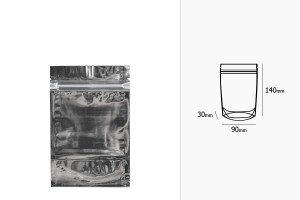 Sachets de type Doypack 90 x 30 x 140 mm dos en aluminium, fenêtre transparente avec fermeture zip et possibilité de fermeture par thermoscellage - 100 pcs-2