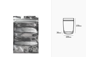 Standbodenbeutel aus Aluminium 100x30x150mm mit Druckverschluss, verschließbar - 100 Stücke-photo_dimensions