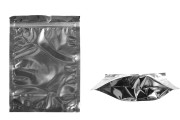 Sachets de type Doypack 180 x 40 x 250 mm dos en aluminium, fenêtre transparente avec fermeture zip et possibilité de fermeture par thermoscellage - 100 pcs