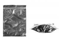 Doypack stand-up pouch with zipper, aluminum back side and transparent front side, heat sealable, 180x40x250  mm - 100 pcs