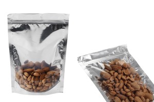 Qese tip Doy Pack 180x40x250 mm, pjesa e pasme alumini, e përparme transparente, me mbyllje “zip” dhe mundësi vulosje me nxehtësi – 100 copë-bildgruppe