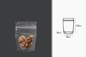 Standbodenbeutel 90x30x130mm transparent mit Druckverschluss -100 Stücke-εικόνα_διαστάσεις